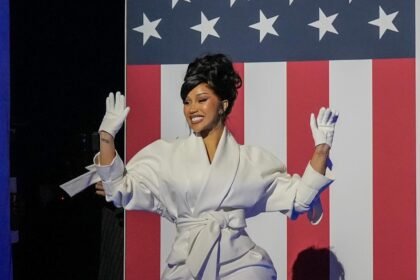 Cardi B Speaks at Kamala Harris Rally in Milwaukee Carrying a White Kristina Fidelskaya Go well with and Christian Louboutin Pumps – Style Bomb Day by day